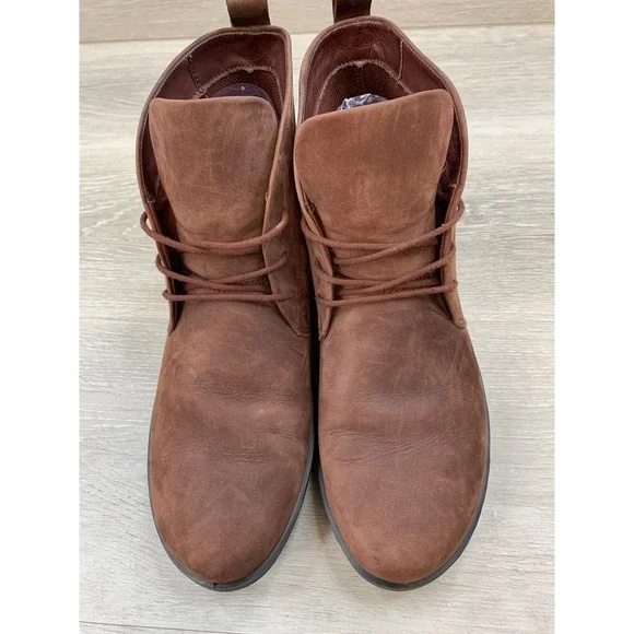 ECCO Women's Boots Hydromax Brown Nubuck Leather Wedge Lace Up Ankle 9-9.5 - Picture 2 of 13